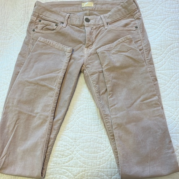 MOTHER The Looker Velvet Pant Jean Mauve Pink Size 27 Skinny Ankle Crop - Picture 3 of 14